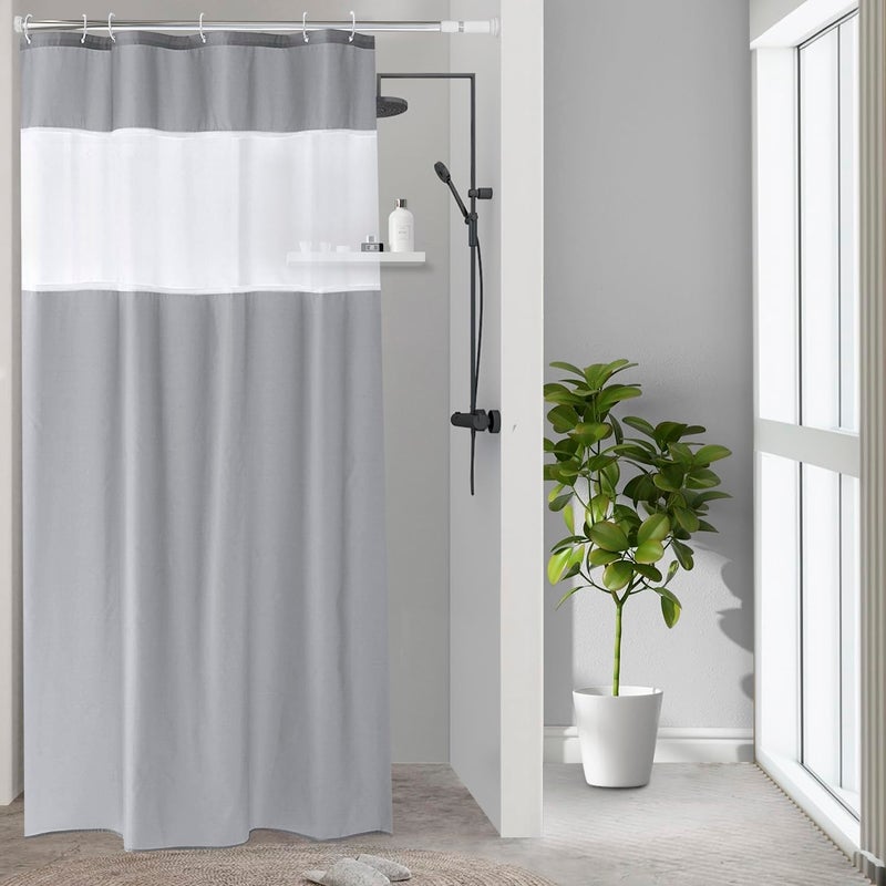 UFRIDAY Stall Shower Curtain 36 x 72 inches, Small Gray Polyester Fabric Shower Curtain for Bathroom with Rustproof Metal Grommets for Narrow Stall Size, Water Resistant, Machine Washable,Grey - Image 1